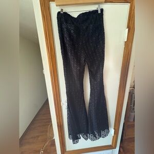 Black Lace/Crochet High Waist Flares